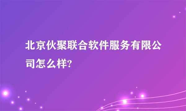 北京伙聚联合软件服务有限公司怎么样?