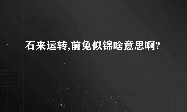 石来运转,前兔似锦啥意思啊?