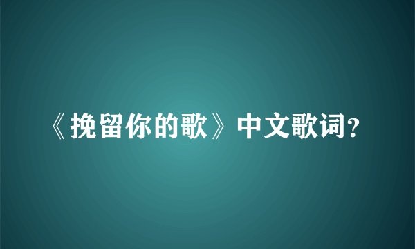 《挽留你的歌》中文歌词？