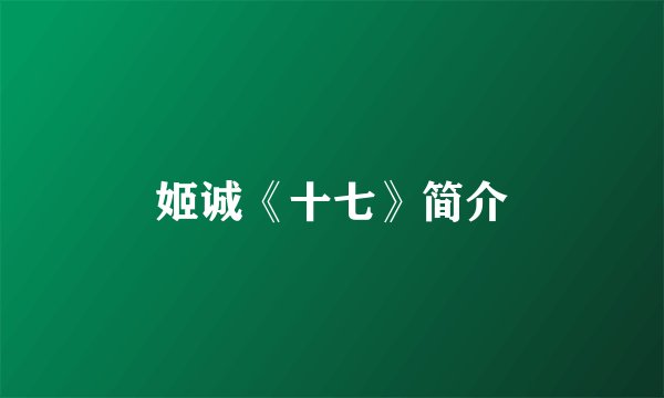姬诚《十七》简介
