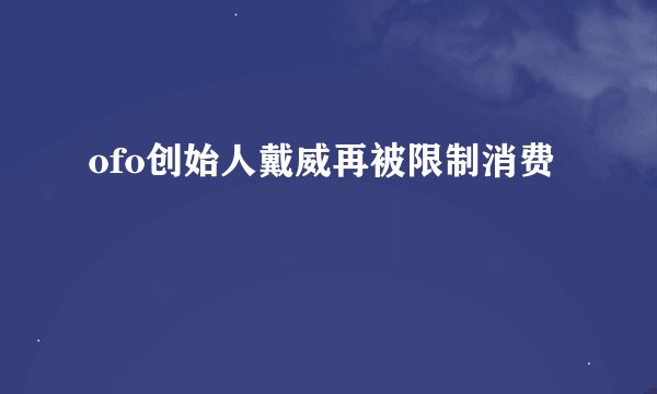 ofo创始人戴威再被限制消费