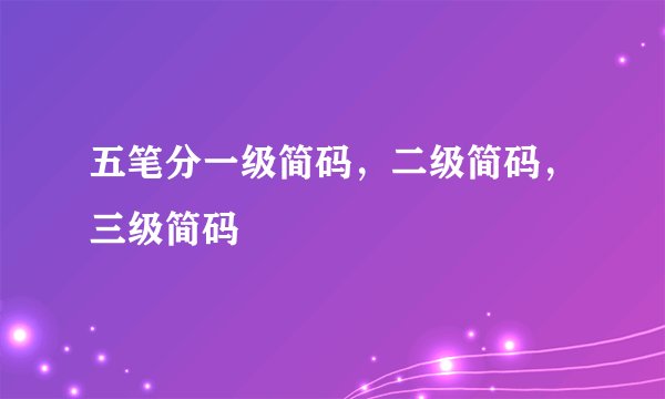 五笔分一级简码，二级简码，三级简码