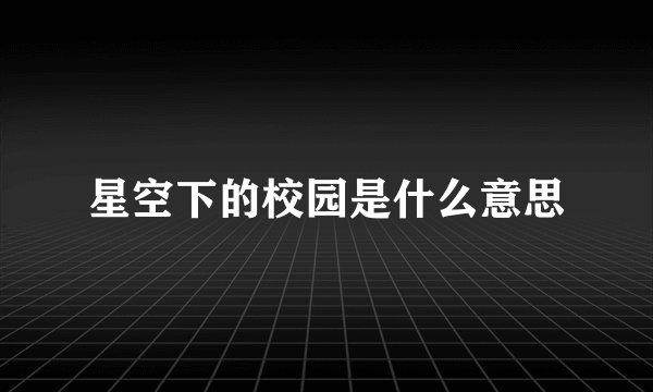 星空下的校园是什么意思