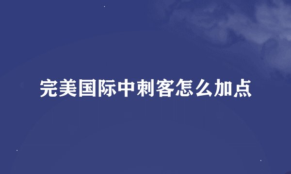 完美国际中刺客怎么加点
