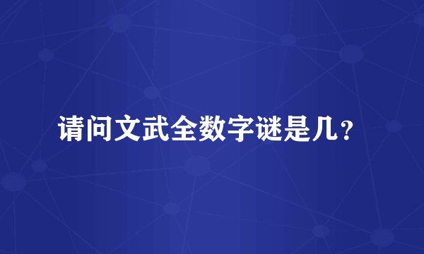 请问文武全数字谜是几？