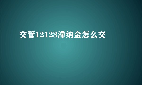 交管12123滞纳金怎么交