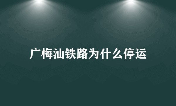 广梅汕铁路为什么停运