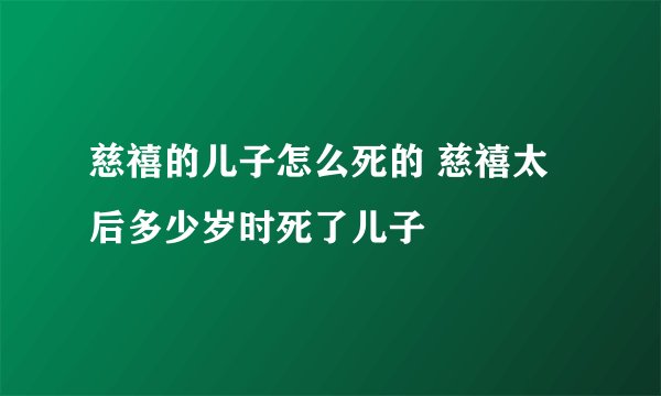 慈禧的儿子怎么死的 慈禧太后多少岁时死了儿子