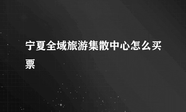 宁夏全域旅游集散中心怎么买票