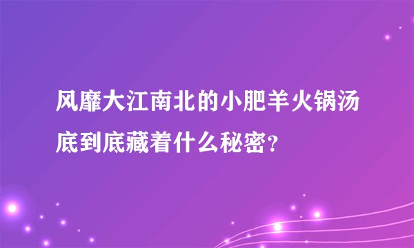 风靡大江南北的小肥羊火锅汤底到底藏着什么秘密？