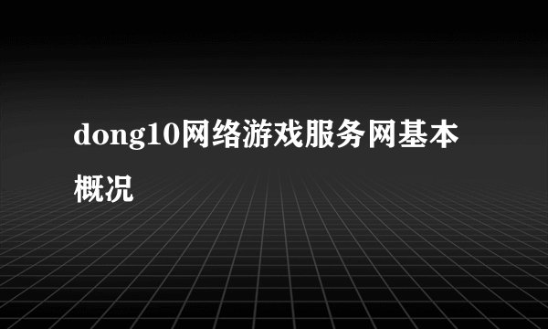 dong10网络游戏服务网基本概况