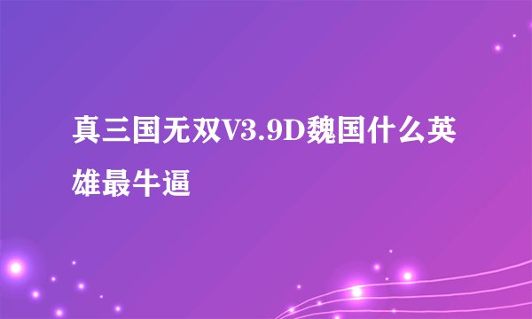 真三国无双V3.9D魏国什么英雄最牛逼