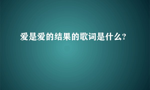 爱是爱的结果的歌词是什么?