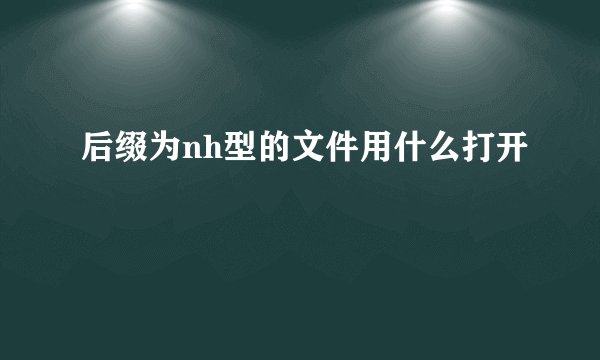 后缀为nh型的文件用什么打开
