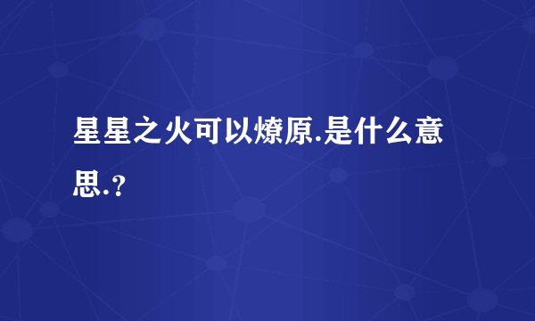 星星之火可以燎原.是什么意思.？