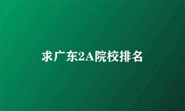求广东2A院校排名