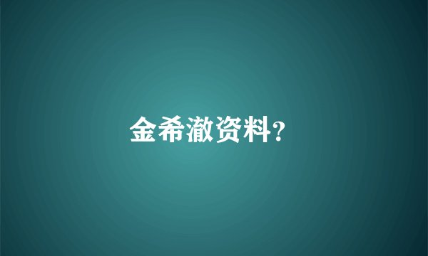 金希澈资料？