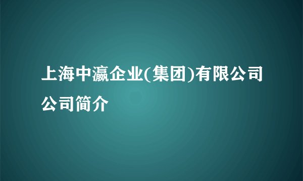 上海中瀛企业(集团)有限公司公司简介