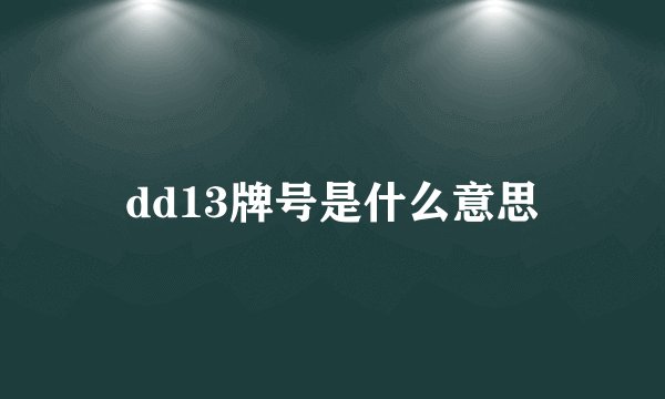 dd13牌号是什么意思