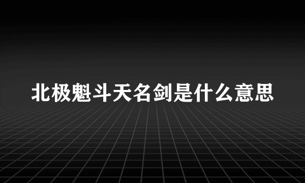 北极魁斗天名剑是什么意思