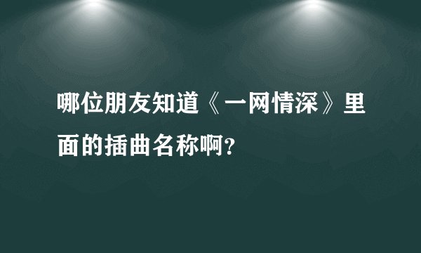 哪位朋友知道《一网情深》里面的插曲名称啊？