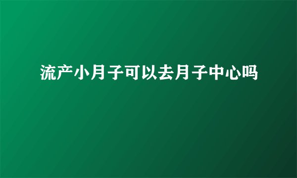 流产小月子可以去月子中心吗