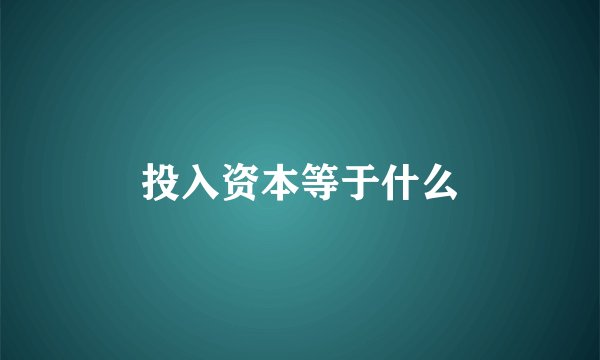 投入资本等于什么