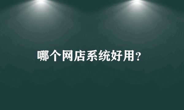 哪个网店系统好用？