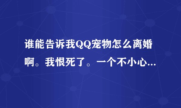 谁能告诉我QQ宠物怎么离婚啊。我恨死了。一个不小心就和陌生人结婚了。求助啊……