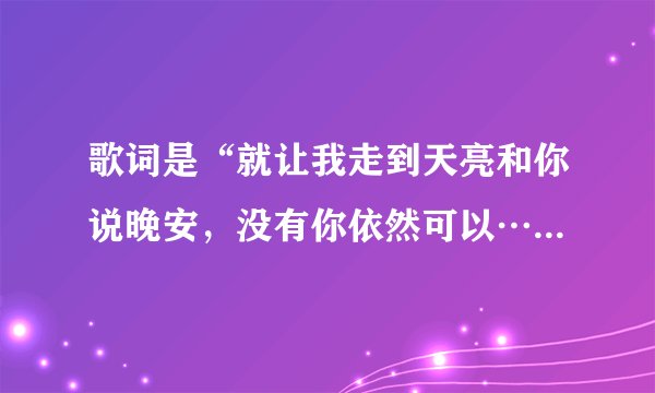 歌词是“就让我走到天亮和你说晚安，没有你依然可以……”这什么歌啊？