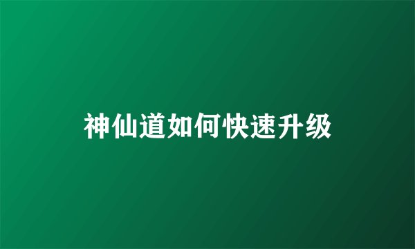 神仙道如何快速升级