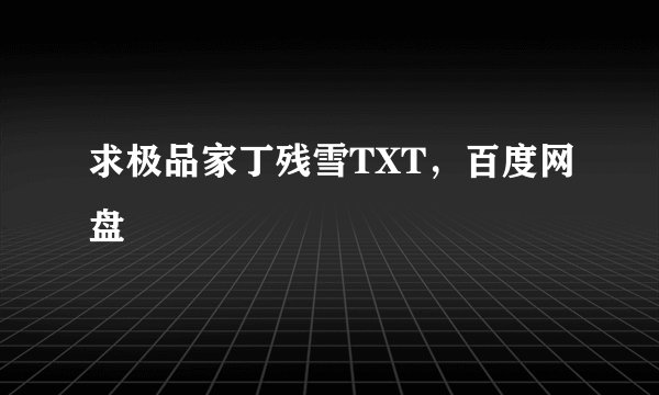 求极品家丁残雪TXT,百度网盘