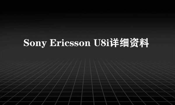 Sony Ericsson U8i详细资料