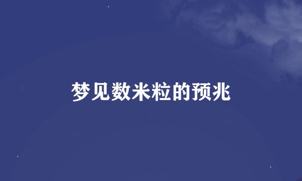 梦见数米粒的预兆
