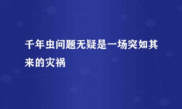 千年虫问题无疑是一场突如其来的灾祸