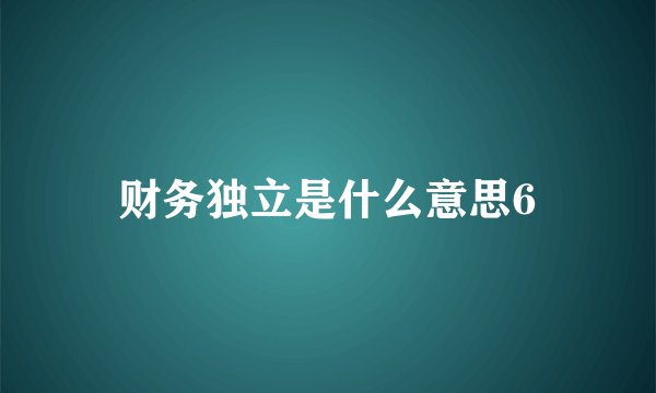 财务独立是什么意思6