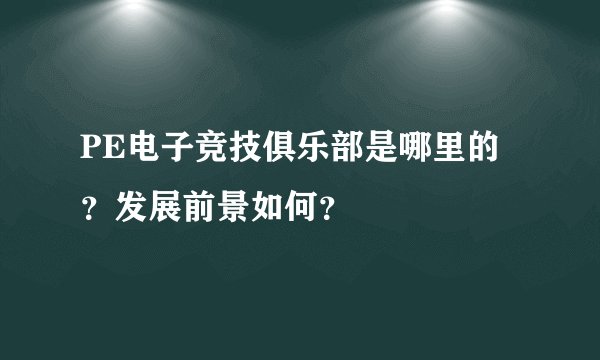 PE电子竞技俱乐部是哪里的？发展前景如何？