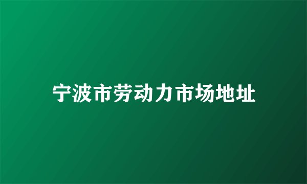 宁波市劳动力市场地址