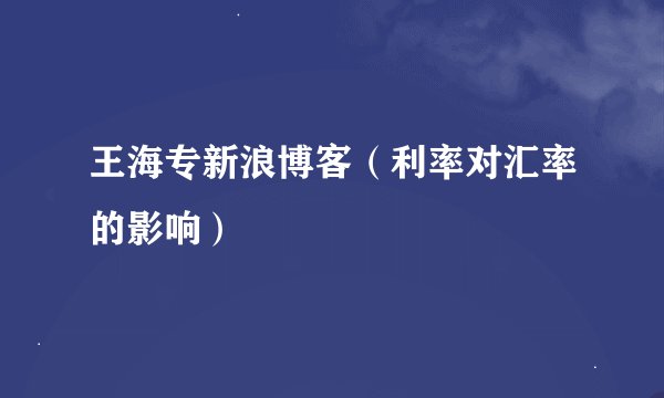 王海专新浪博客（利率对汇率的影响）