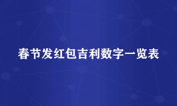 春节发红包吉利数字一览表