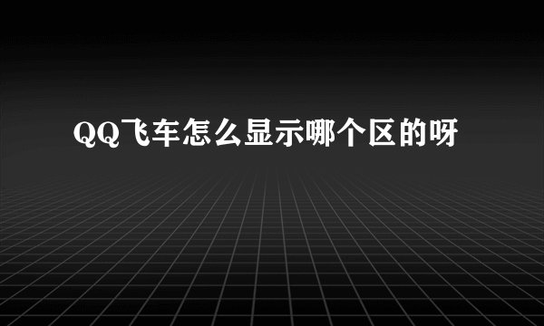 QQ飞车怎么显示哪个区的呀