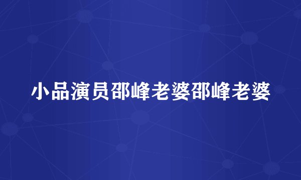 小品演员邵峰老婆邵峰老婆