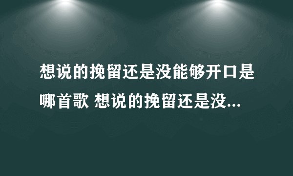 想说的挽留还是没能够开口是哪首歌 想说的挽留还是没能够开口是什么歌