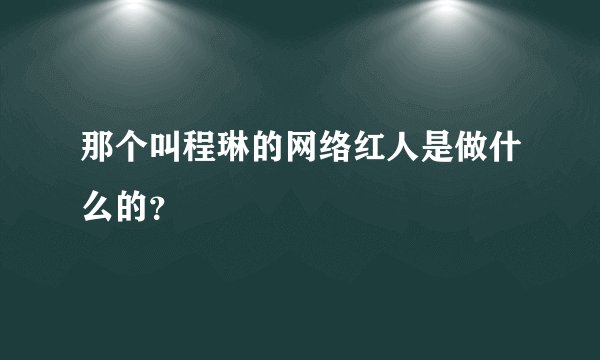那个叫程琳的网络红人是做什么的？