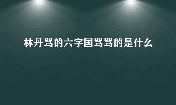 林丹骂的六字国骂骂的是什么