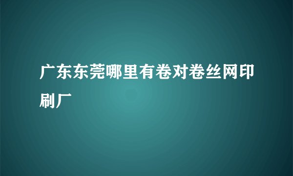 广东东莞哪里有卷对卷丝网印刷厂