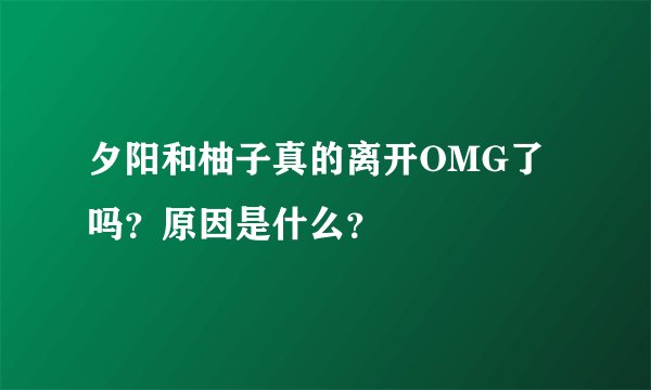 夕阳和柚子真的离开OMG了吗？原因是什么？