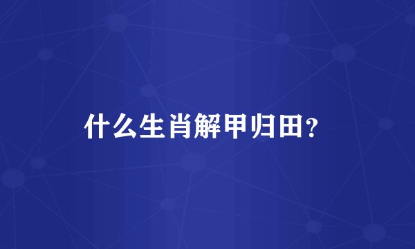 什么生肖解甲归田？