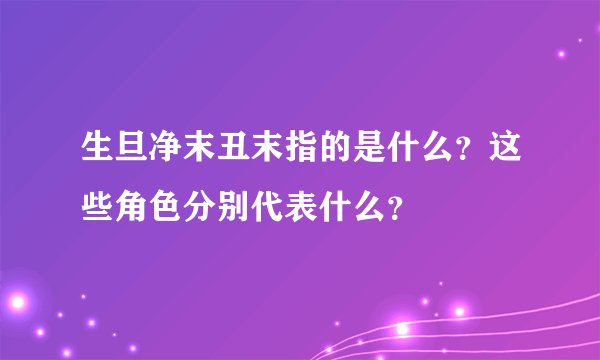 生旦净末丑末指的是什么？这些角色分别代表什么？