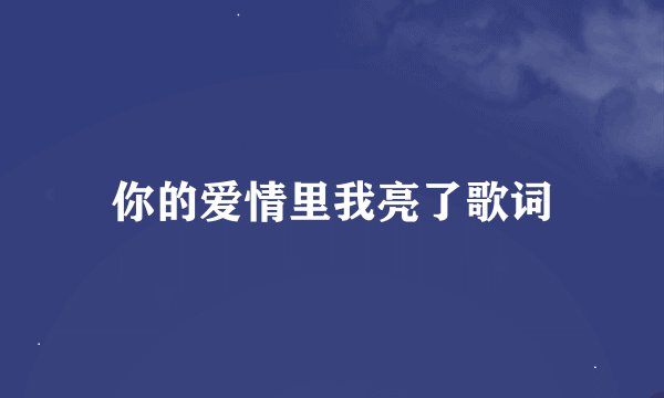 你的爱情里我亮了歌词